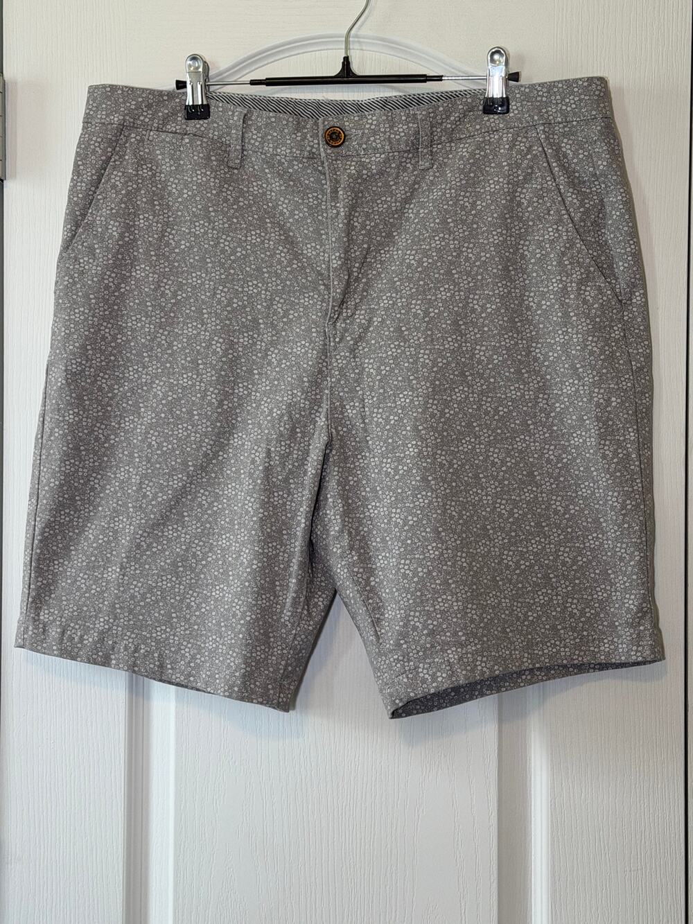 Jachs NY Bleecker Men's Gray Stretch Twill Floral Print Chinos Flat Front Sz 34